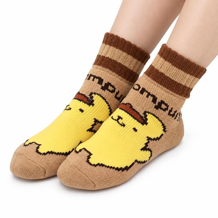 冬用 ホカロン ポムポムプリン コラボ ソックス サンリオ 靴下 レディース 裏パイル 23-25センチ キャラクター グッズ あったか | 
