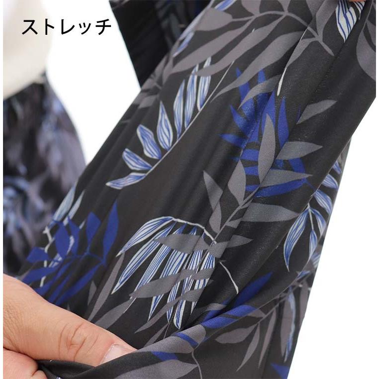 総柄 ストレッチ リゾート ウエア 上下セットアップ メンズ B柄 リーフ