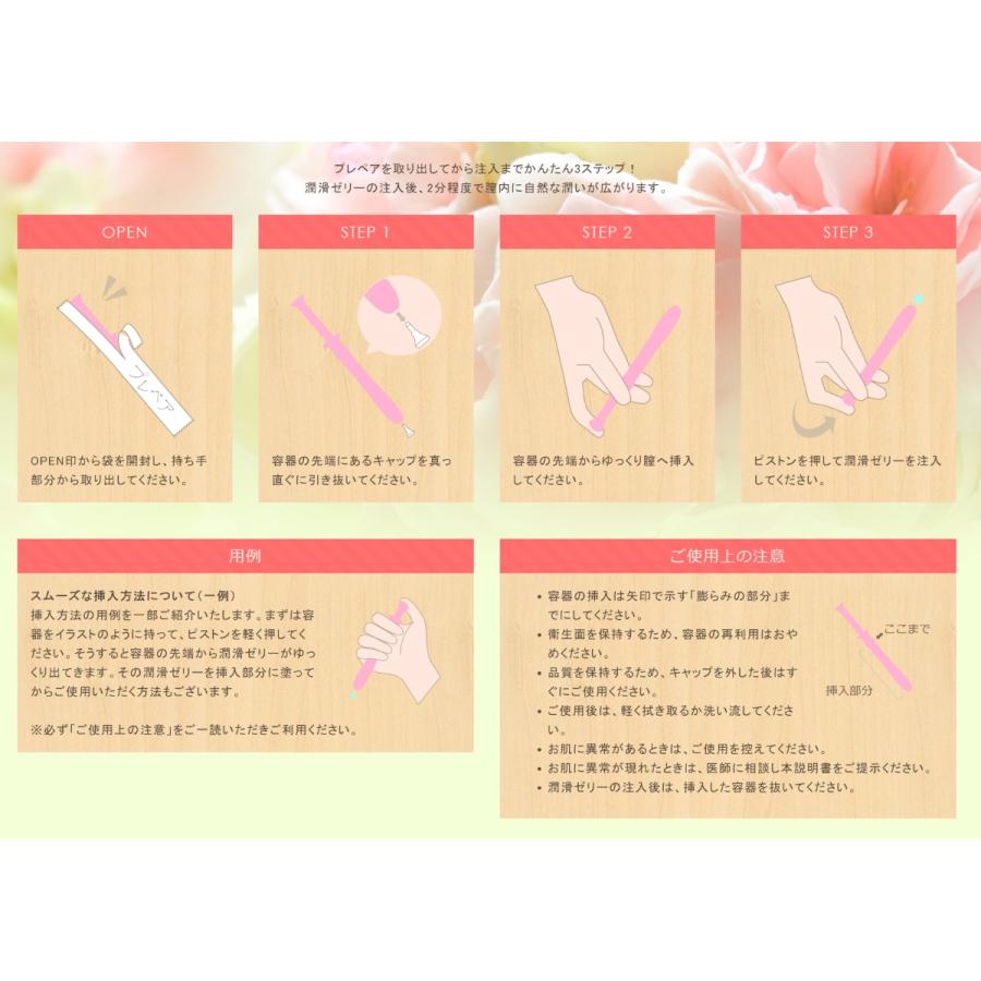 潤滑ゼリー プレペア 5本入り お試し用 女性用 デリケートゾーン 無色無臭 送料無料 注入式膣潤滑剤 大幅値下げランキング ワンタッチ