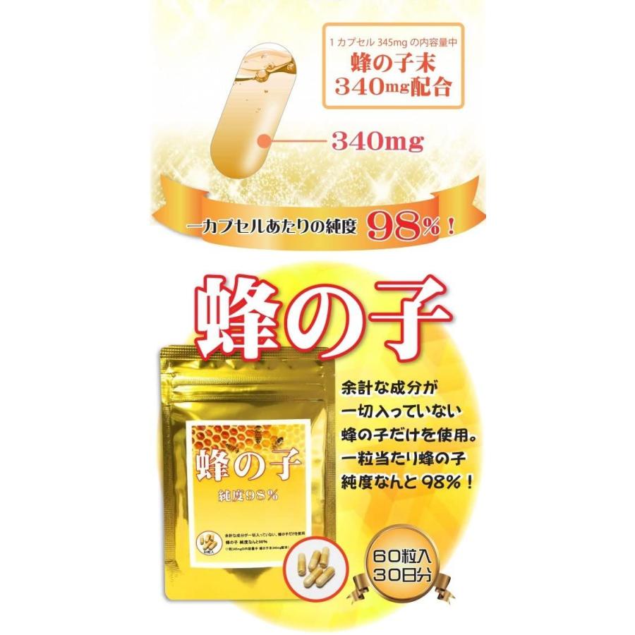 蜂の子 サプリメント 60粒入 三共ソリューション 1粒に蜂の子の配合率 
