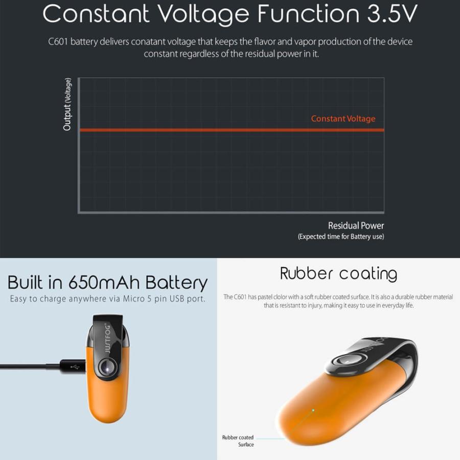 電子タバコ スターターキット C601 （10mlリキッド1本付）Ultra Portable System Kit 650mAh PODシステム｜vapesteez｜06