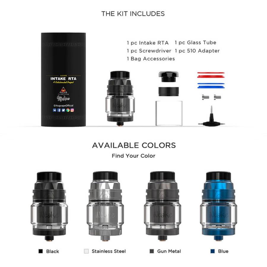 送料無料 あすつく Augvape Intake Rta 24mm 電子タバコ アトマイザー 大容量 4 2ml シングルコイル トップエアフロー Intake Rta Vape Steez 通販 Yahoo ショッピング