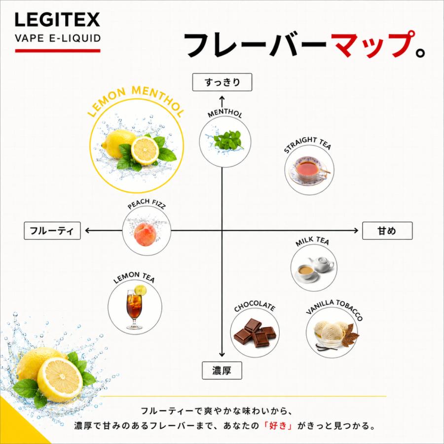 LEGITEX LEMON MENTHOL 国産 電子タバコ リキッド プルームテック互換 レジテックス メンソール 大容量 120ml VAPE PloomTECH対応 myblu対応 60ml x 2 |  | 04