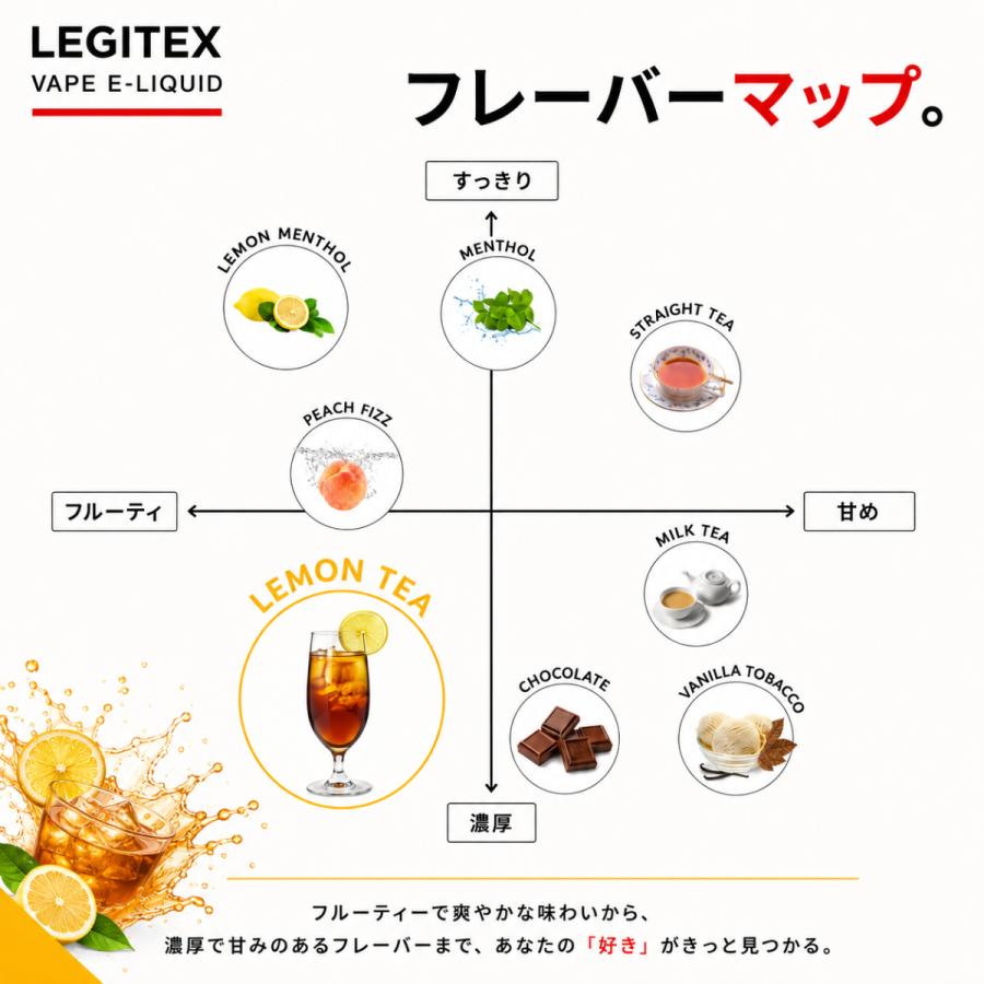 LEGITEX LEMON TEA 国産 電子タバコ リキッド プルームテック互換 レジテックス レモンティー 大容量 120ml VAPE PloomTECH対応 myblu対応 60ml x 2 |  | 04