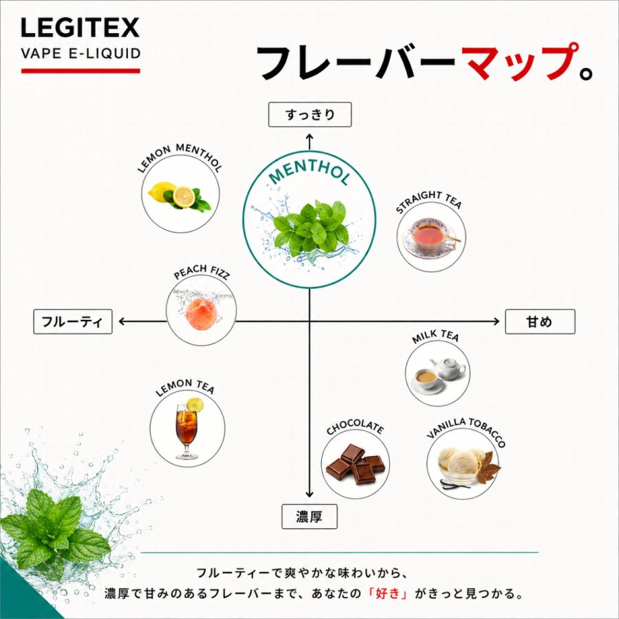 LEGITEX MENTHOL 国産 電子タバコ リキッド プルームテック互換 レジテックス メンソール 大容量 120ml VAPE PloomTECH対応 myblu対応 60ml x 2 |  | 04