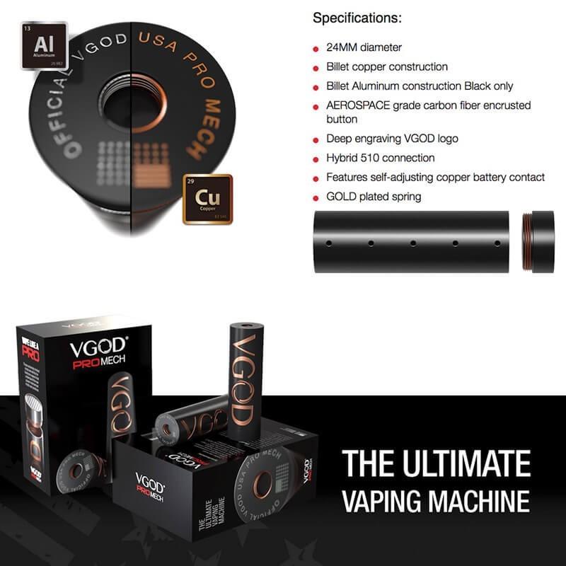 正規品 VGOD Pro MECH MOD 24mm メカニカルMOD 18650バッテリー 