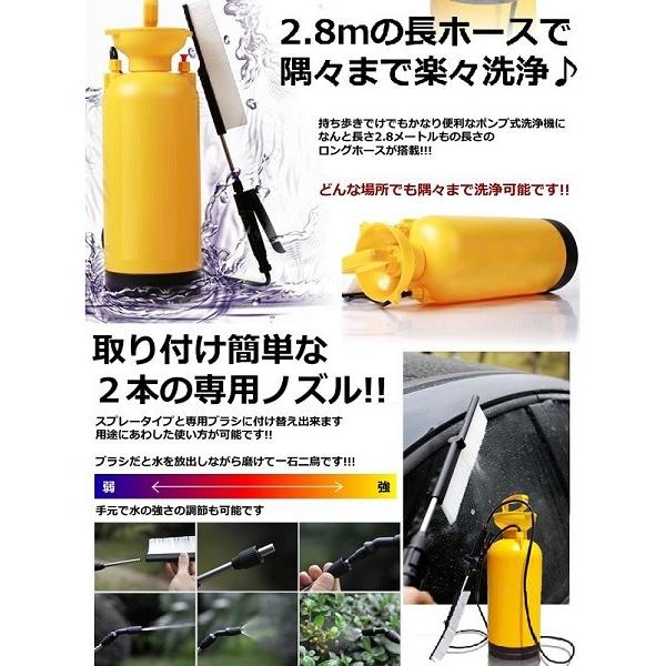 ジャンク・動作不可)高圧 ポンプ式 洗浄機 8L ロングホース 持ち歩き 