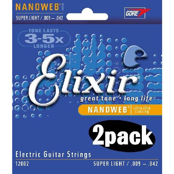 Elixir エリクサー エレキギター弦 NANOWEB Super Light .009-.042 #12002 2個セット (国内正規品) _｜vaps