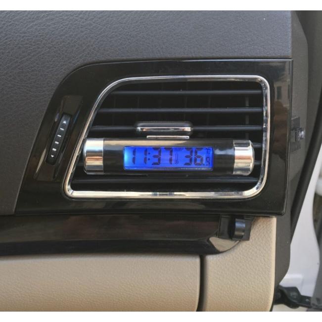 車載用 現金特価 クリップ式 デジタルクロック バックライト 時計 _ 電池式 LED 温度計 お待たせ