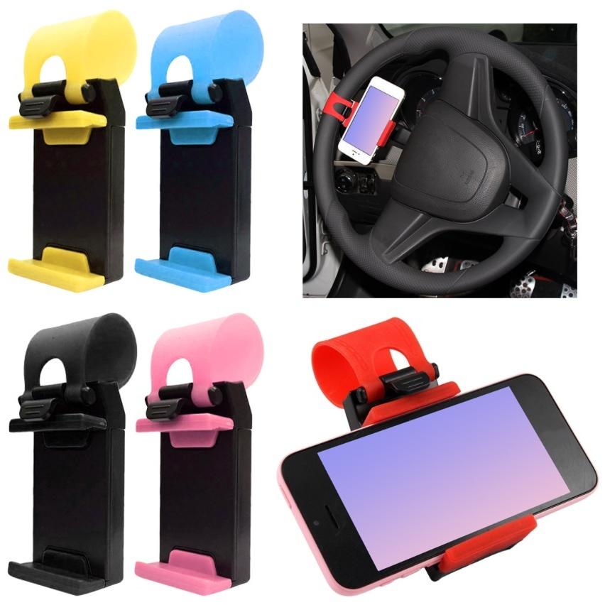 車 ハンドル用 スマホホルダー カラーランダム 車載 携帯ホルダー 超歓迎 ハンズフリー ステアリングホルダー スマートフォン