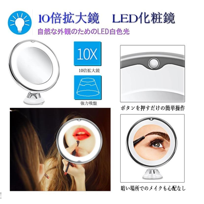 並行輸入品】LEDライト機能 10倍拡大鏡 LED化粧鏡 浴室鏡 ミラー 女優
