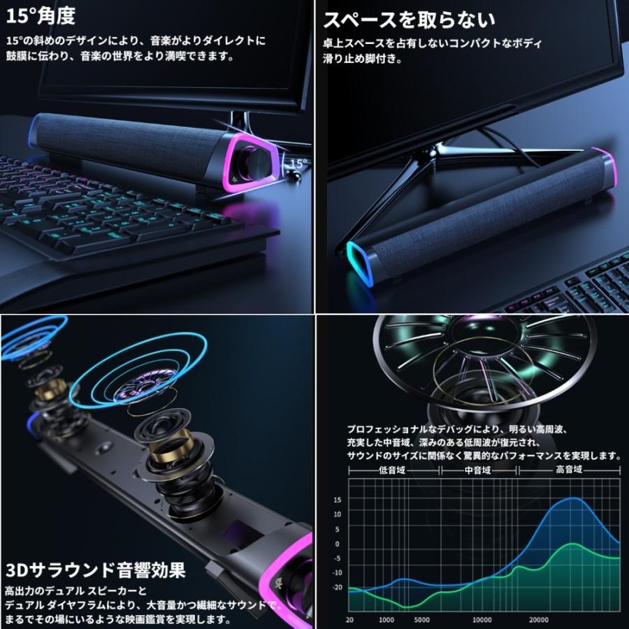 並行輸入品】有線 サウンドバー 黒 ブラック PCスピーカー デュアル