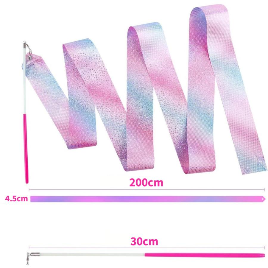 並行輸入品】新体操 リボン 2m キラキラ ピンク ダンス バレエ 子供