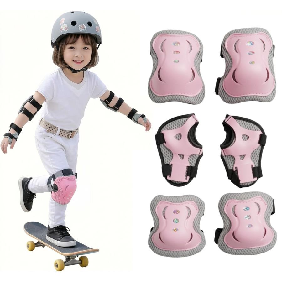 並行輸入品】キッズプロテクター 6点セット (ピンク) 子供用 手首 肘
