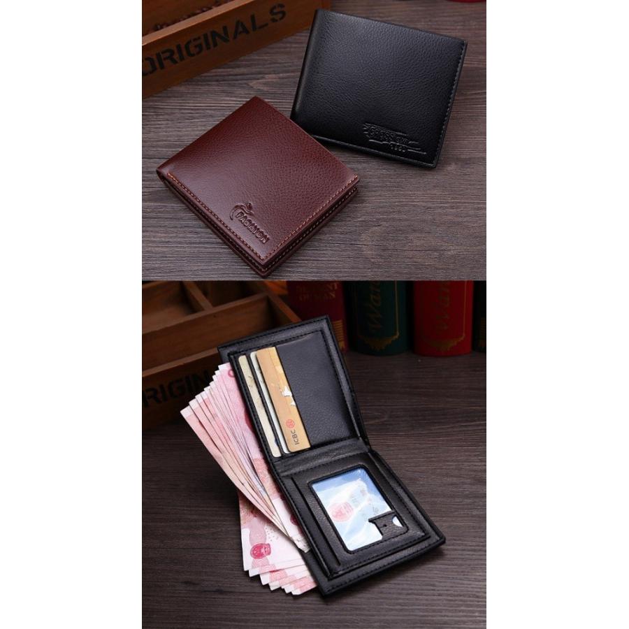 【並行輸入品】メンズ 二つ折り財布 横型 ブラック レザー調 財布 カード入れ カード収納 札入れ 定期入れ シンプル ビジネス _. |  | 02