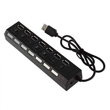 USBハブ 2ポート ブラック 並行輸入品】USB2.0/7ポート USBハブ 500mA ブラック 個別スイッチ付き