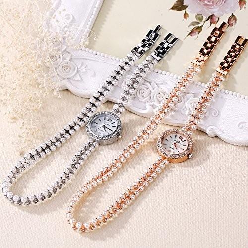 ブレスレット風 レディース腕時計 ベージュ キラキラ おしゃれ