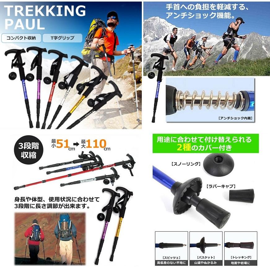 並行輸入品】T型グリップ トレッキングポール 2本セット ブルー