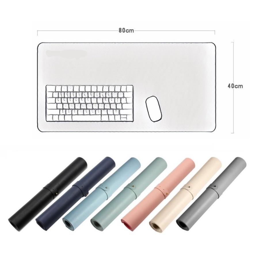 レザー調 デスクマット ライトグレー 80×40cm 大型 デスク マット