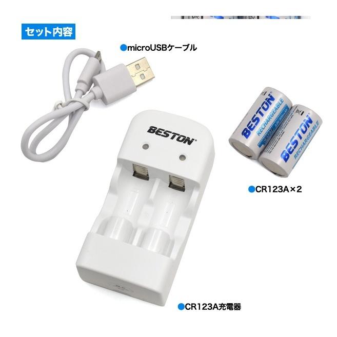 CR123A 充電器セット 充電池2個付き 600mAh USB充電器 リチウム電池