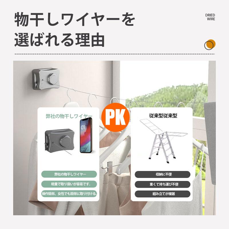 室内物干し 物干しワイヤー 室内 洗濯物干しワイヤー 耐荷重20kg 全長