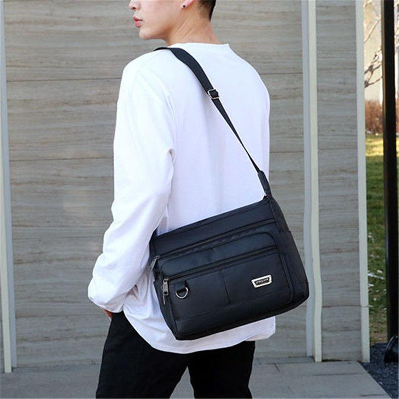 【ベルギー製】メンズレザーメッセンジャーバッグ（防水撥水素材）、ほぼ新品 ショルダーバッグ メンズ レザー 革 PU 大きめ 斜めがけ 肩掛け