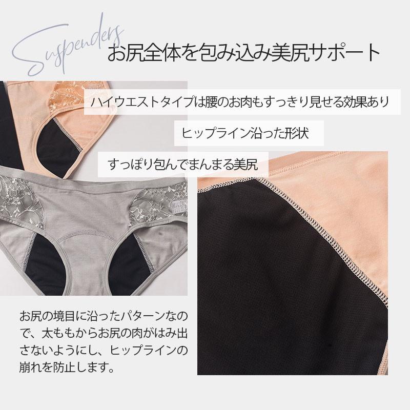 サニタリーショーツ 3枚セット 50cc吸水 生理ショーツ 失禁ショーツ 花