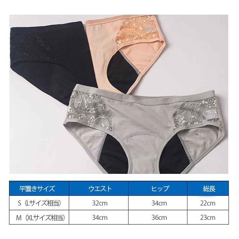 サニタリーショーツ 3枚セット 50cc吸水 生理ショーツ 失禁ショーツ 花