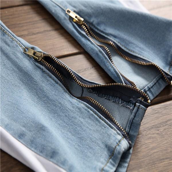 大ダメージ ジーンズ メンズ デニム パンツ ホワイトライン チャック付き 薄いブルー ストレッチスキニー 細身 4季 綿 伸縮 Lb19feb14nsnzk35 ヴァラライ 通販 Yahoo ショッピング