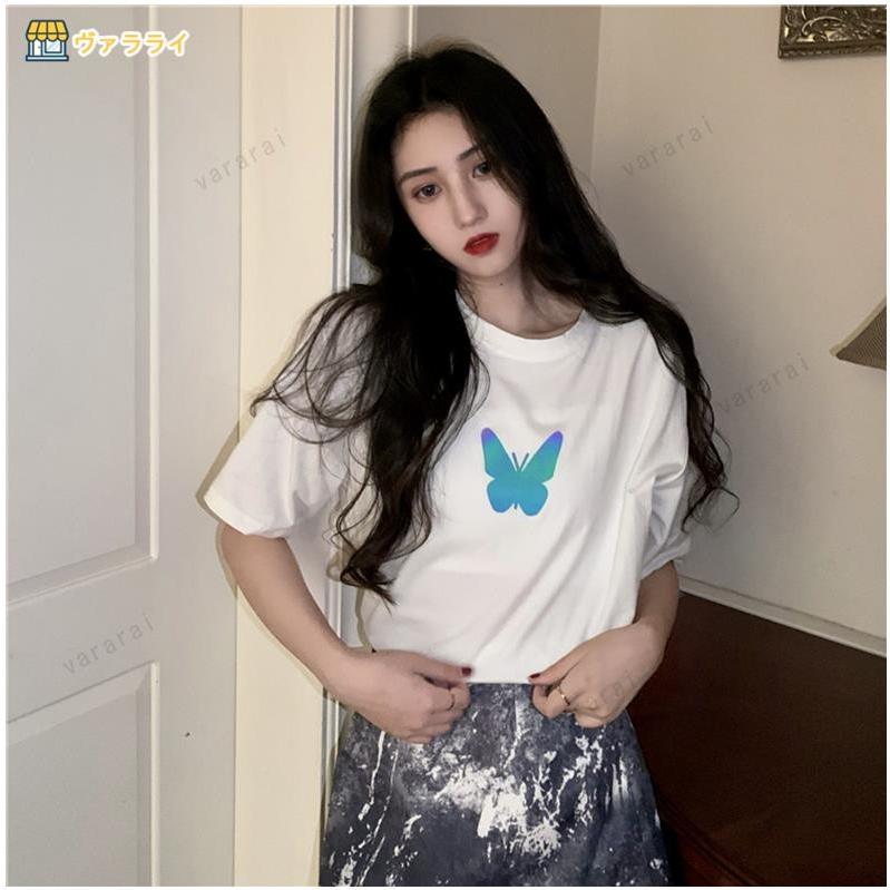 夏シンプル 反射光ロゴ 光る 半袖tシャツ ｔシャツ 韓国風 新デザイン 男サイズ 女 超人気 蝶柄 可愛い ｉｎｓ風 個性 Lsyxl0513tx14 ヴァラライ 通販 Yahoo ショッピング