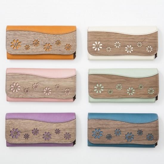 VARCO REAL WOOD Fleur ロングウォレット レディース 長財布 革 花柄