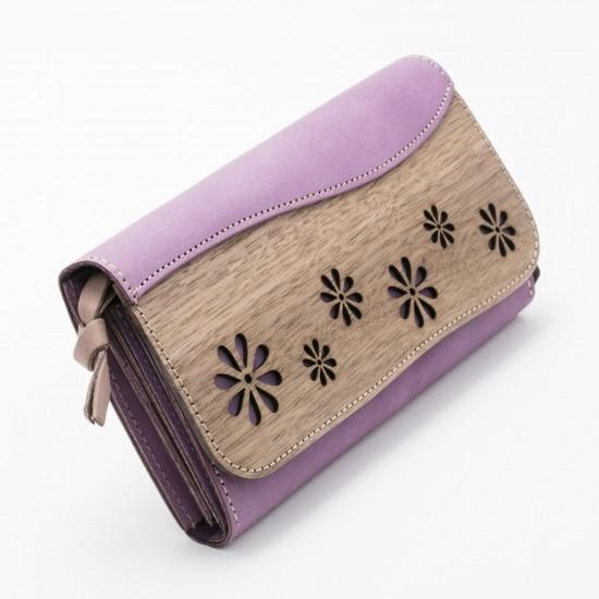 VARCO REAL WOOD Fleur ロングウォレット レディース 長財布 革 花柄