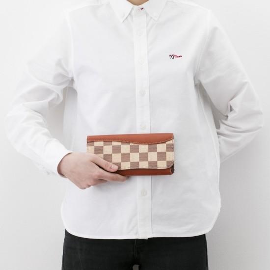 VARCO REAL WOOD ICHI ロングウォレット 長財布 レディース メンズ 小銭入れあり 本革 レザー おしゃれ 大容量 市松模様の画像