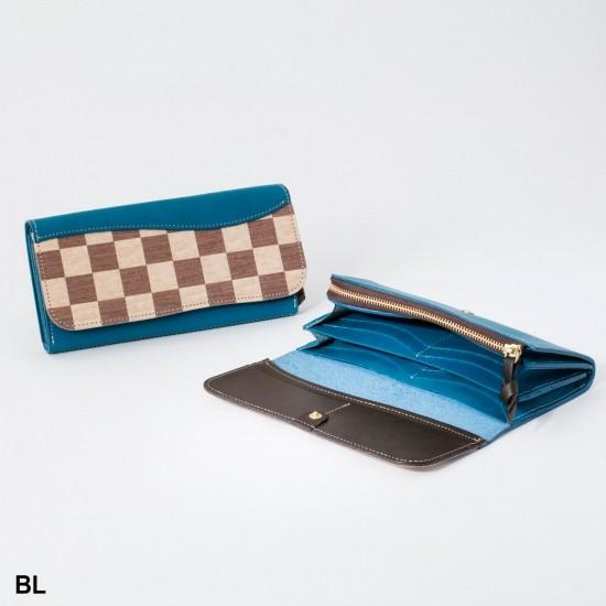 VARCO REAL WOOD ICHI ロングウォレット 長財布 レディース メンズ 小銭入れあり 本革 レザー おしゃれ 大容量 市松模様の画像