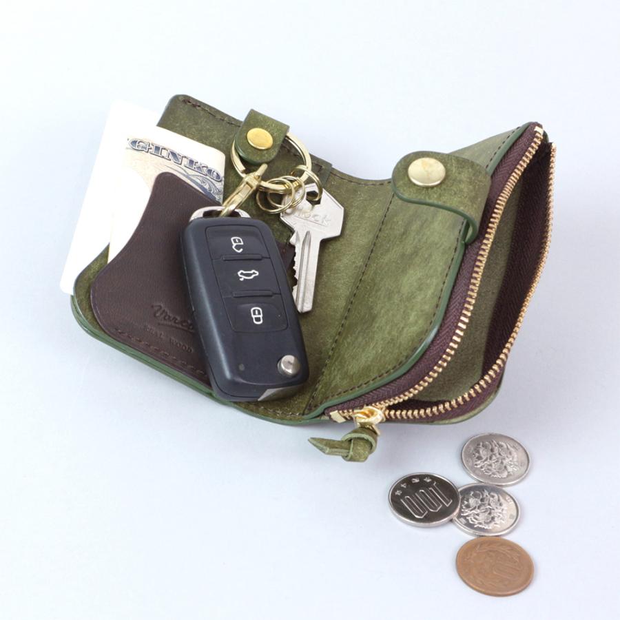 VARCO REAL WOOD] Key card coin case キーケース キーレス スマートキー カードケース 小銭入れ VARCO  REALWOOD キーカードコインケース プエブロ キーケース キーカバー カード入れ イタリアンレザー コンパクト メンズ レディース 本革 革  レザー 日本製 木