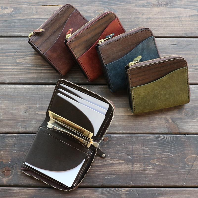 VARCO REALWOOD compact ｗallet NE 財布 小さい 小銭入れ付き カードケース コンパクト プエブロ メンズ レディース 本革 革 レザー 日本製