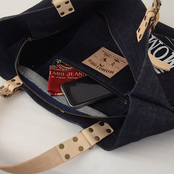 桃太郎ジーンズ　デニムトートバッグ　ボーダー　濃紺 ジーンズデザインのトートバッグ｜MOMOTARO JEANS MOMOTARO
