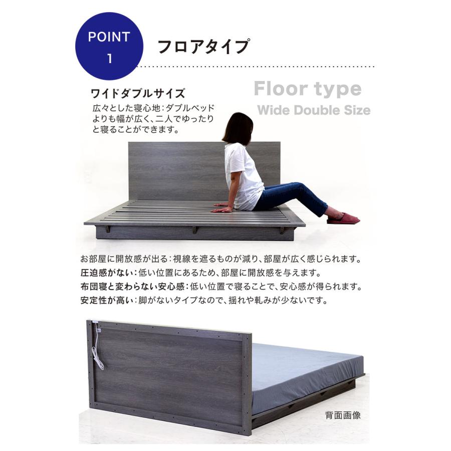 ベッドフレーム マットレス付 ワイドダブル フロアベッド ローベッド