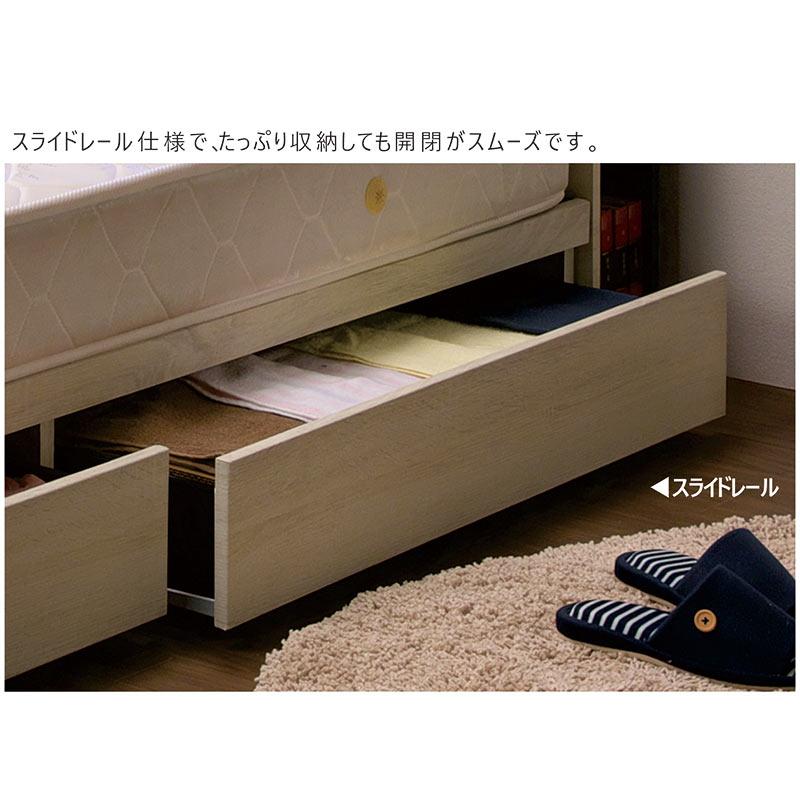 ワイドダブル ベッドフレーム 木製 すのこ 宮付き 引き出し収納
