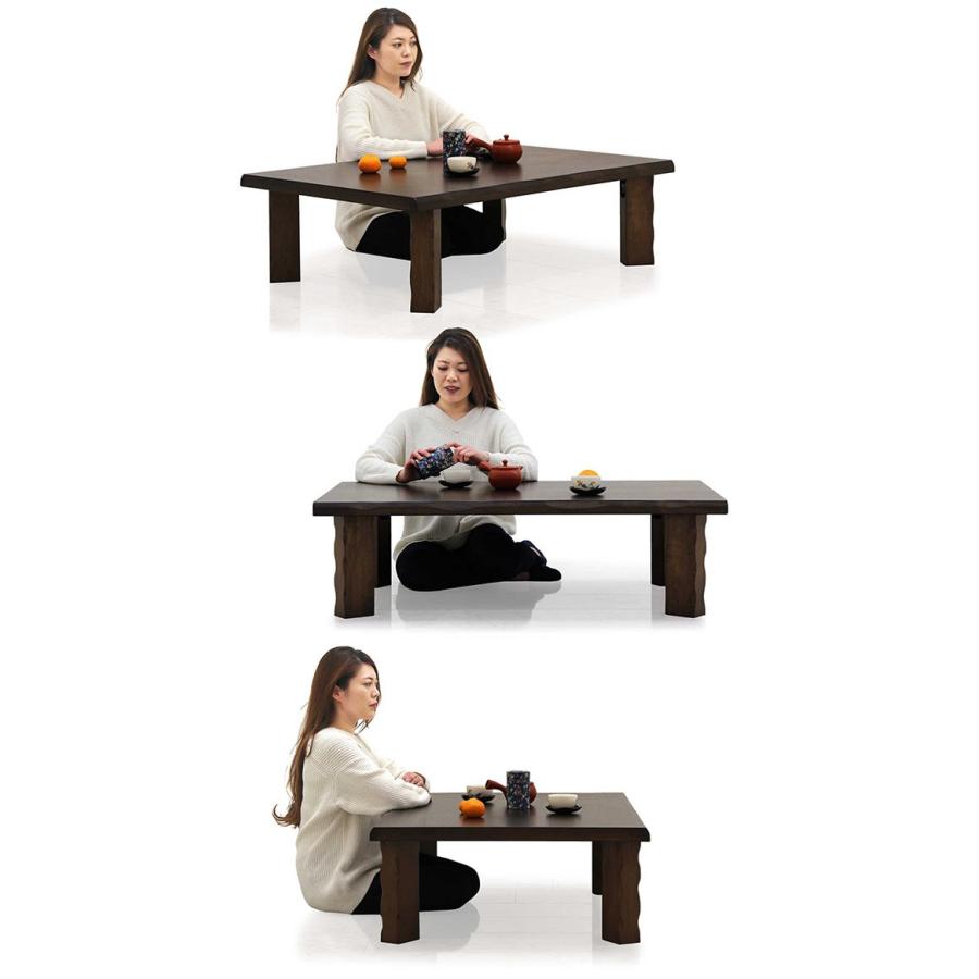 座卓 ちゃぶ台 ローテーブル 幅120cm タモ材 折れ脚 和風 和モダン なぐり加工 木製｜variefurni｜03