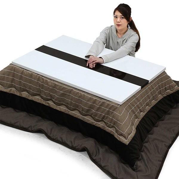 アウトレット 送料無料 こたつ布団のセット こたつテーブル こたつセット おしゃれ モダン 北欧 鏡面 ホワイト 1 本体2点セット 長方形 こたつ