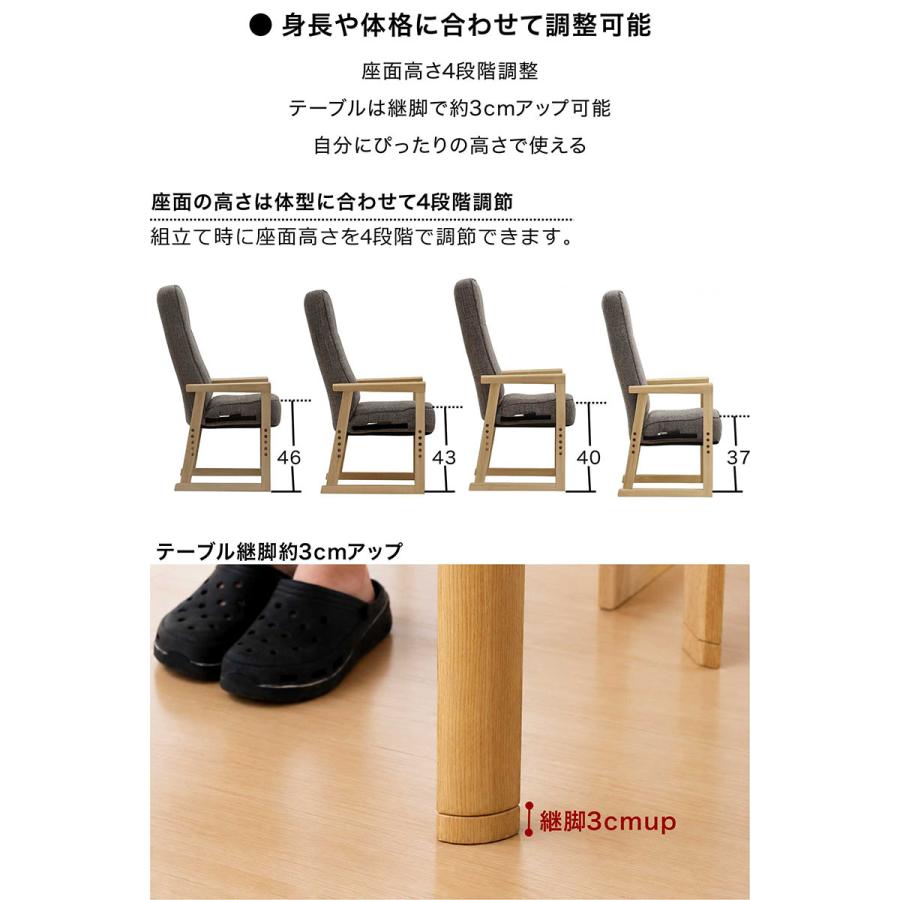 こたつ 一人用 セット デスク型 ハイタイプ 長方形 90x60 3点 こたつ