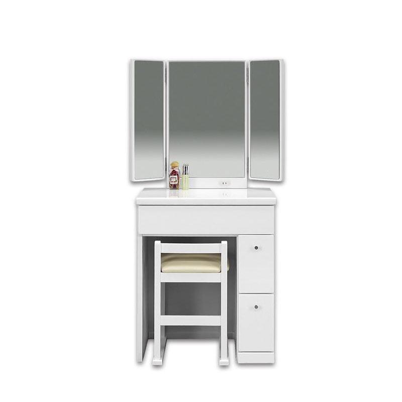 化粧台 白 幅60cm 三面鏡 椅子 鏡台 ドレッサー コンパクト おしゃれ