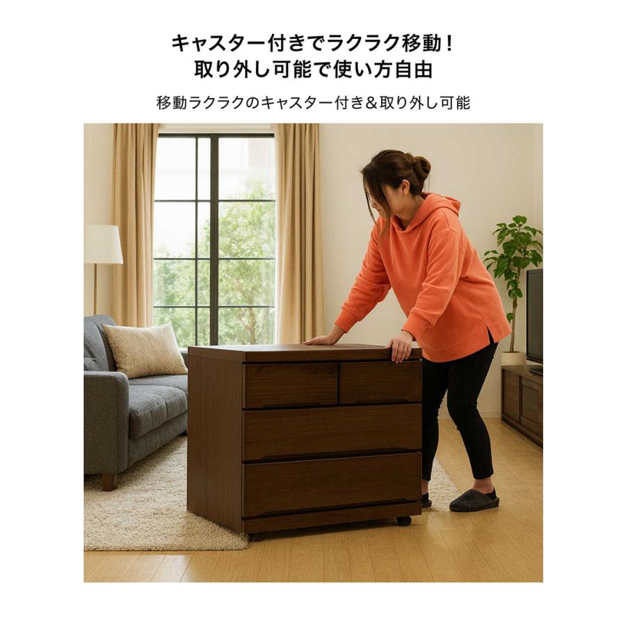 日曜日 P15％〜 桐チェスト 幅90cm 3段 キャスター付き 完成品 押入れ収納 日本製 木製 ローチェスト 大川家具_5