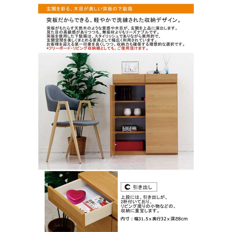 下駄箱 靴箱 ロータイプ 扉付きシューズボックス 完成品 75幅 木製
