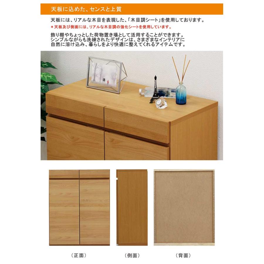下駄箱 靴箱 ロータイプ 扉付きシューズボックス 完成品 75幅 木製