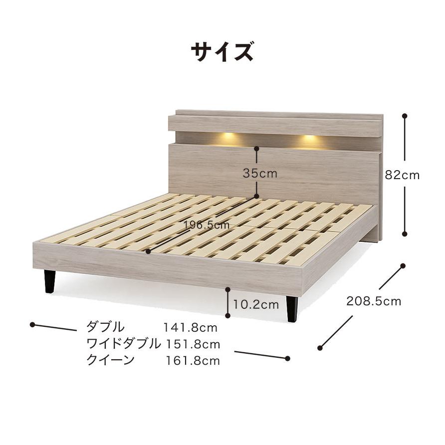 日曜日P最大15％〜クイーンベッド フレーム 収納付き すのこ 木製 LED