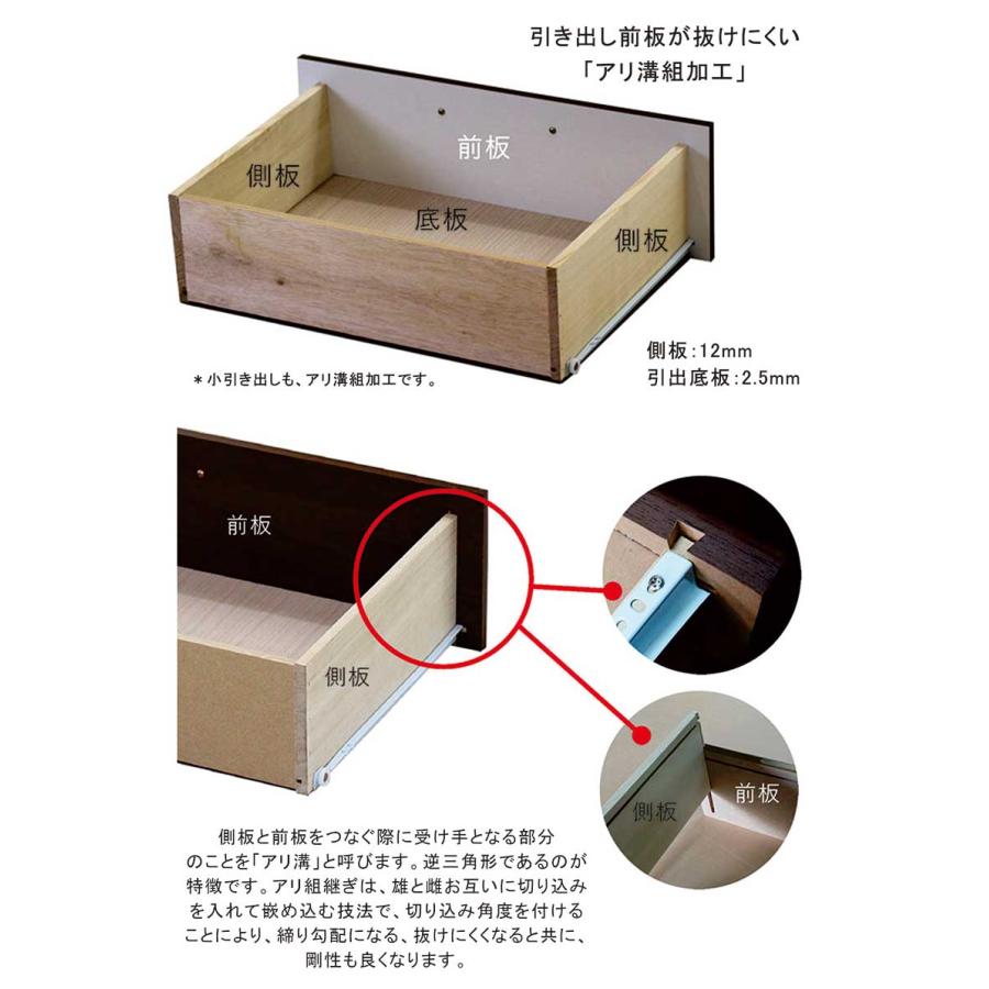 大川家具 チェスト 幅80 4段 キャスター付き クローゼット下 収納