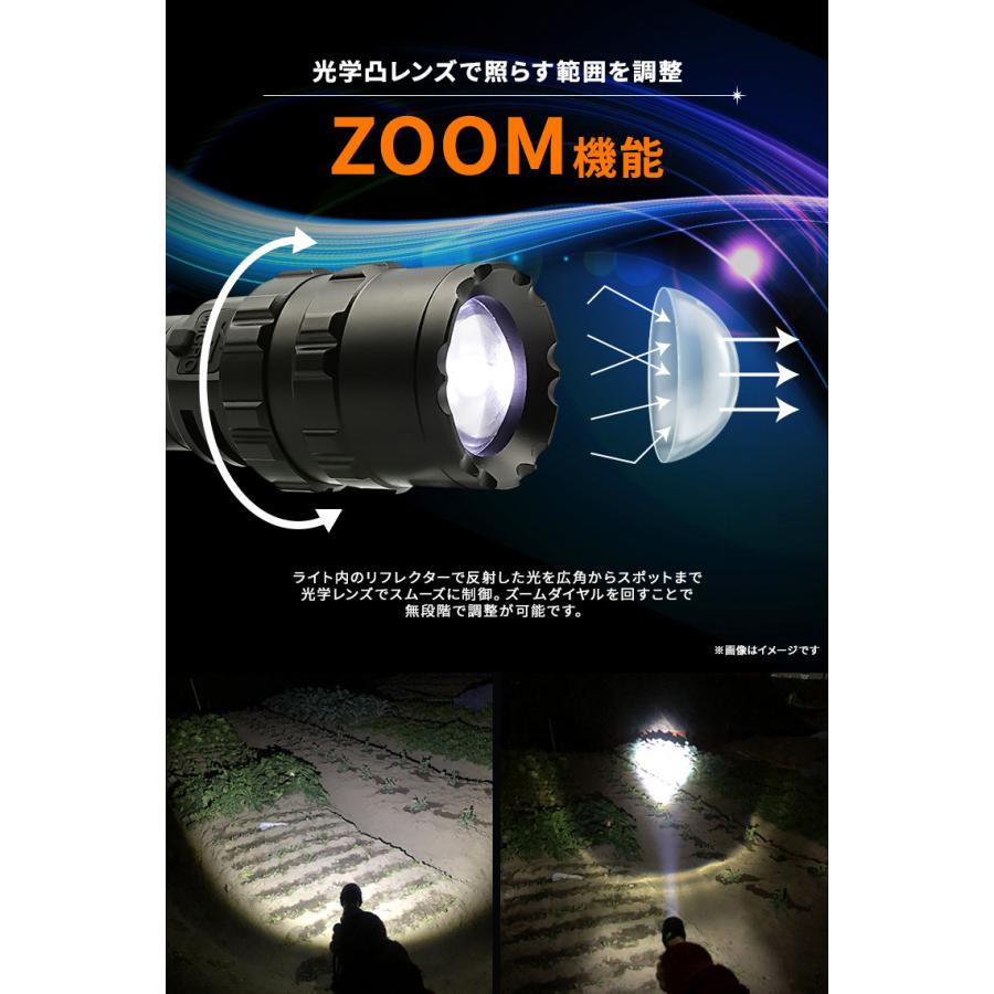 LED 懐中電灯 明るさ 500lm usb 充電式 ズーム機能 防水 強力
