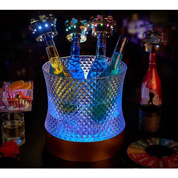 光る ワインクーラー 大型 長方形 台座付き マルチカラー 充電式